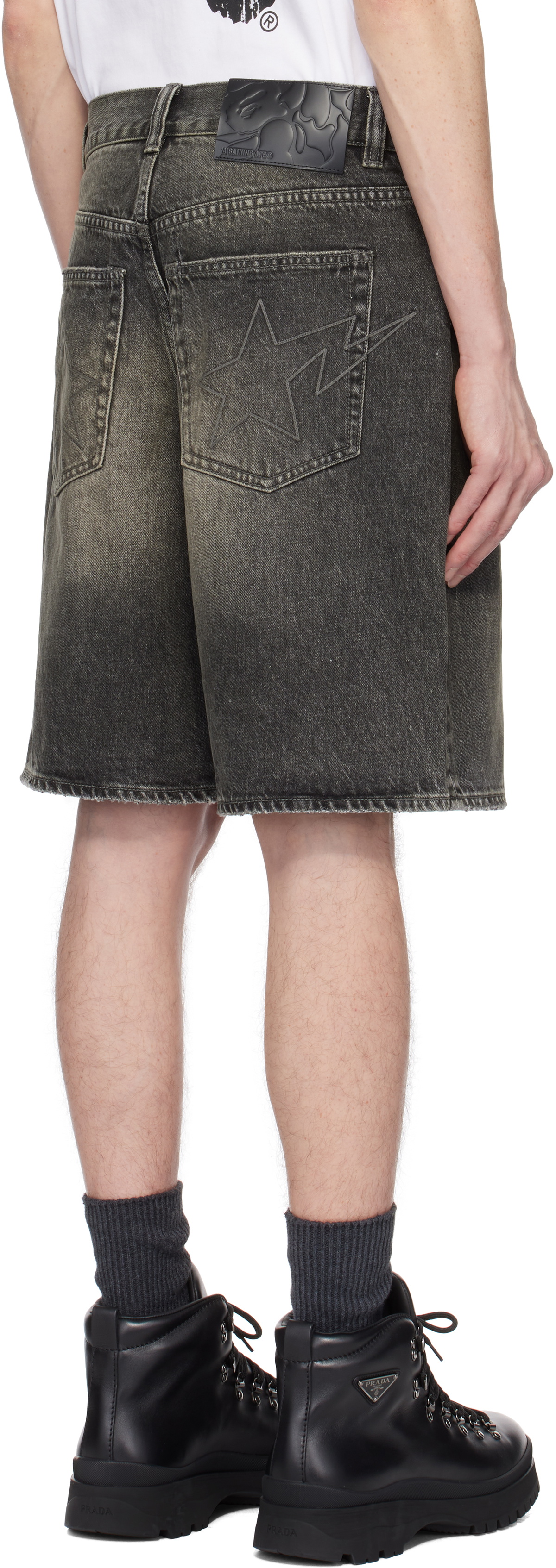 BAPE Black Twin Sta Denim Shorts A Bathing Ape