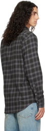 Drake's Gray Check Cotton-Silk Work Shirt