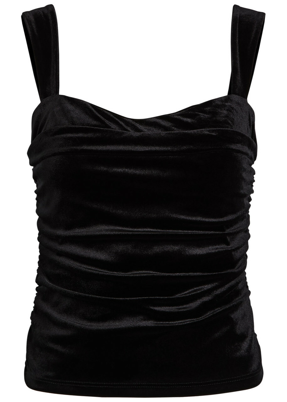 Reformation Trish Ruched Velour top Black