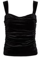 Reformation Trish Ruched Velour top Black
