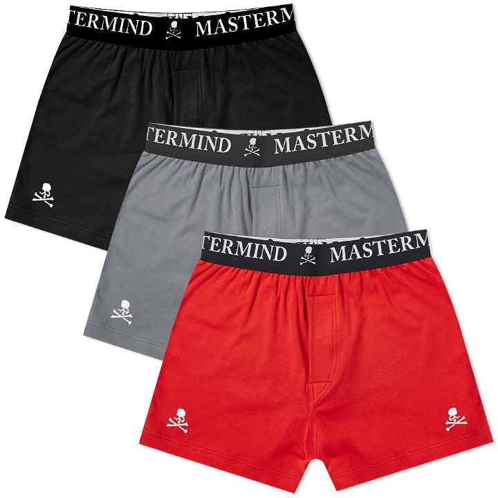 Photo: MASTERMIND WORLD Boxer Short - 3 Pack Black, Grey & Red