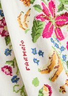 Farm Rio Tropical Romance Floral-embroidered Linen-blend Midi Dress White