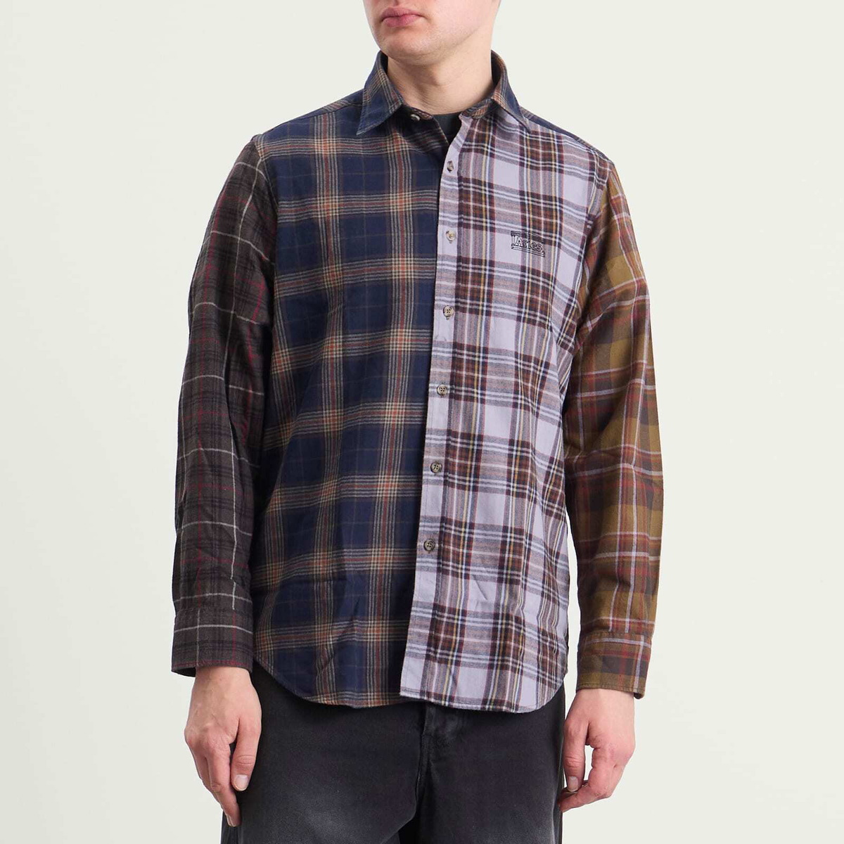 Aries Men's Overdyed Patchwork Shirt in Purple