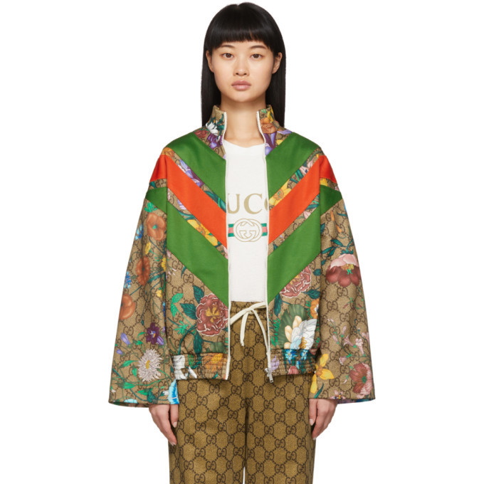 Photo: Gucci Brown GG Flora Track Jacket