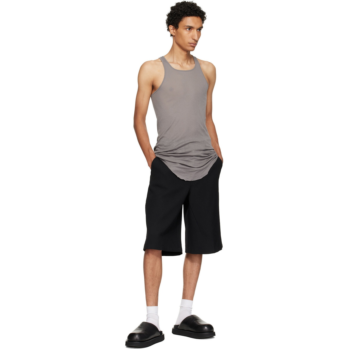 Rick Owens Gray Tower Basic Rib Tank Top