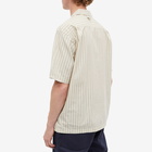 Eastlogue Men's Holiday Short Sleeve Shirt in Beige/Blue Stripe