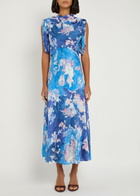 Erdem Floral-print Draped Satin Midi Dress Multi Floral