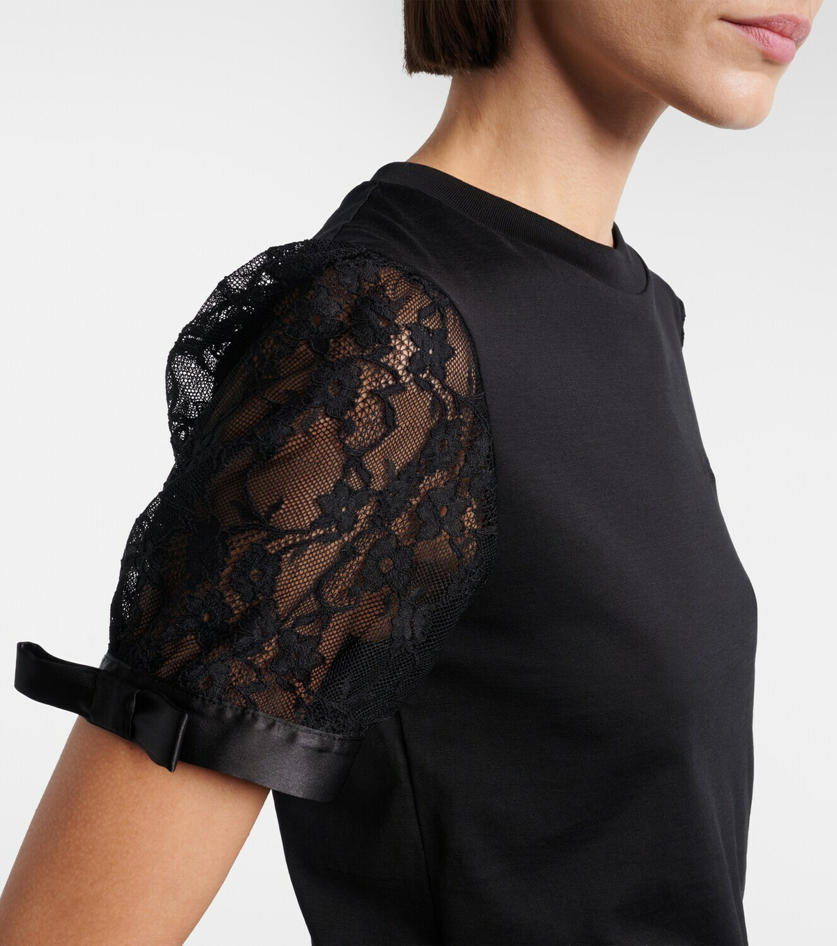 Nina Ricci Lace-trimmed cotton jersey T-shirt