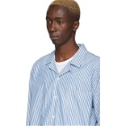 Sunspel Blue and White Striped Pyjama Shirt