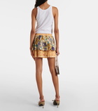 Marine Serre Upcycled Household pleated linen miniskirt