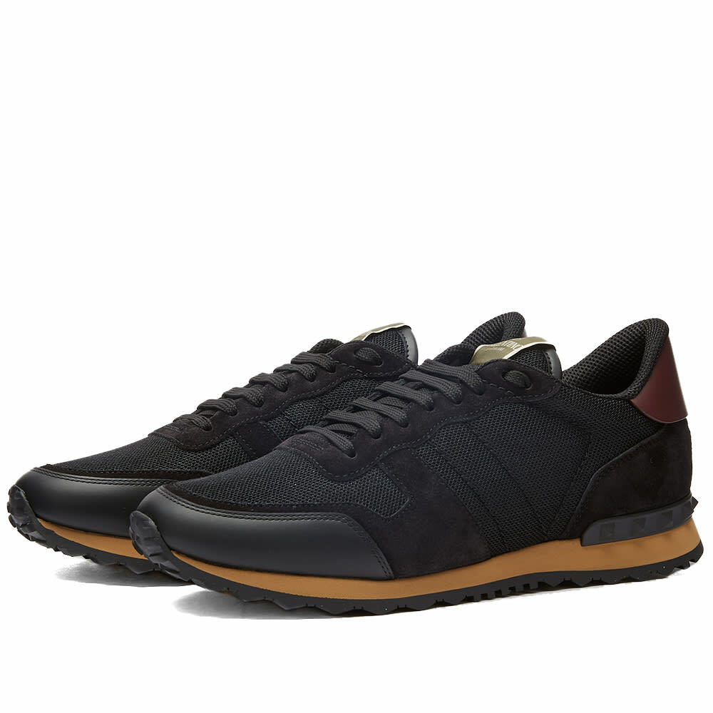 Valentino Men's Rockrunner Sneakers in Black/Rubin Valentino