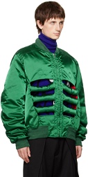 Walter Van Beirendonck Green Skeleton Bomber Jacket