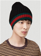 Intarsia-Knit Beanie Hat in Black