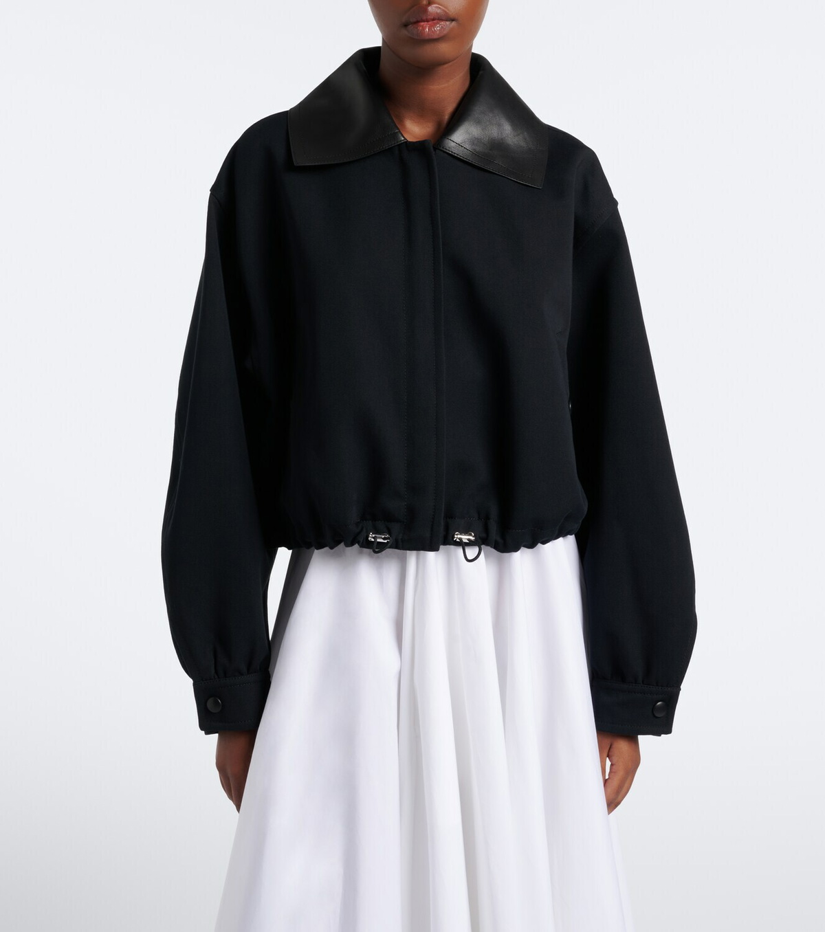 Givenchy Leather-trimmed cotton and wool jacket