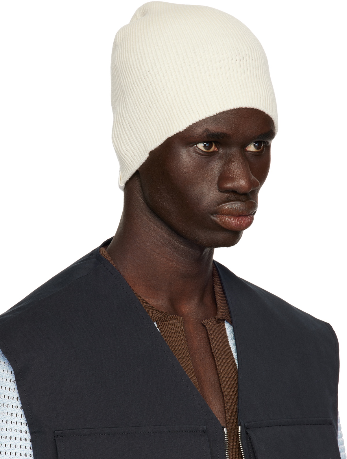 Jil Sander Off-White Rib-Knit Beanie
