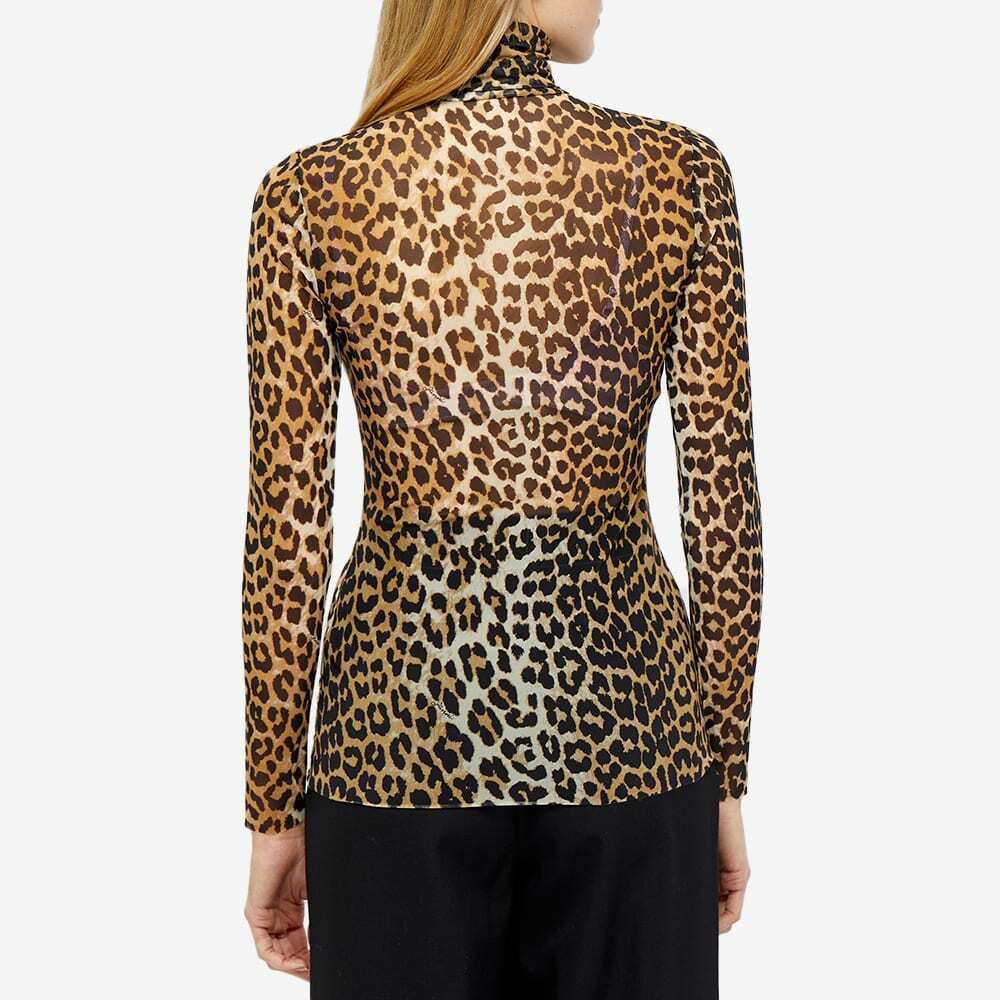 Ganni Leopard Printed Mesh Top