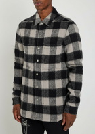 Rick Owens Checked Wool Overshirt Black