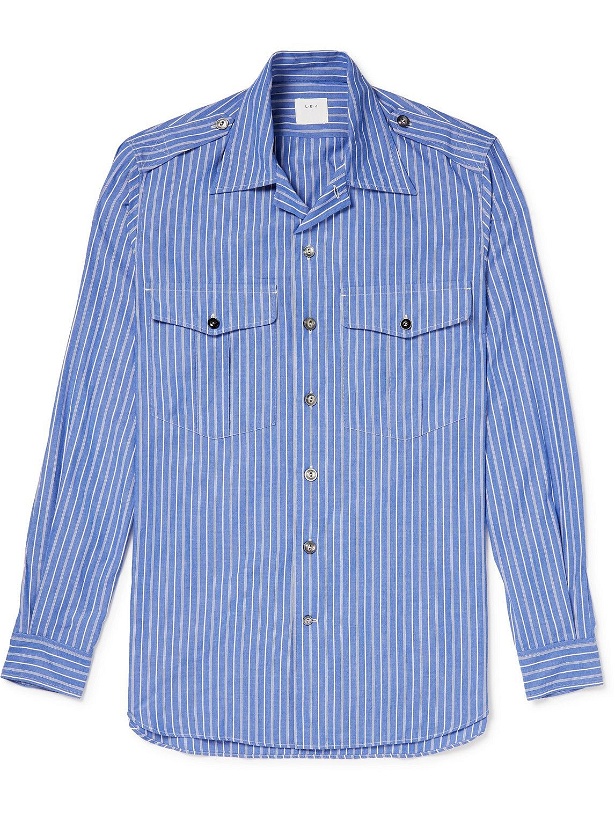 Photo: L.E.J - Striped Organic Cotton Oxford Shirt - Blue