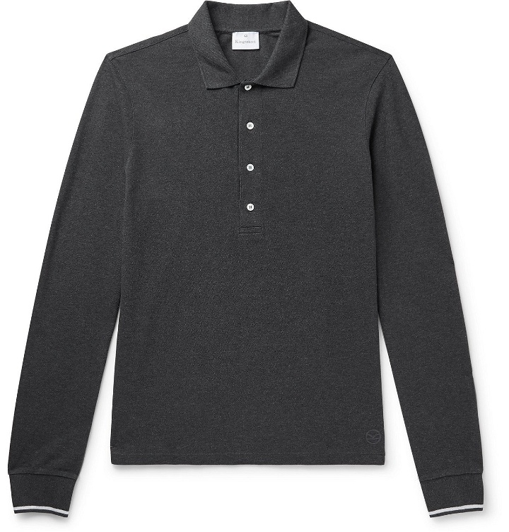 Photo: Kingsman - Contrast-Tipped Cotton-Piqué Polo Shirt - Gray