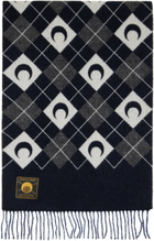 Marine Serre Navy & Black Moon Argyle Scarf