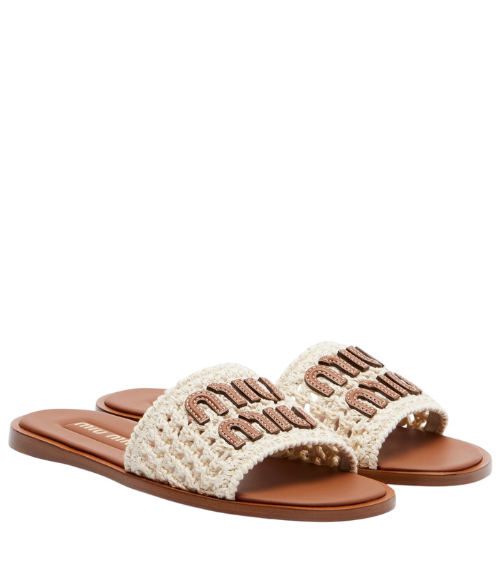 Photo: Miu Miu Leather-trimmed crochet slides