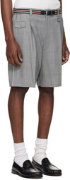 WOOYOUNGMI Gray Wool Poly Belted Shorts