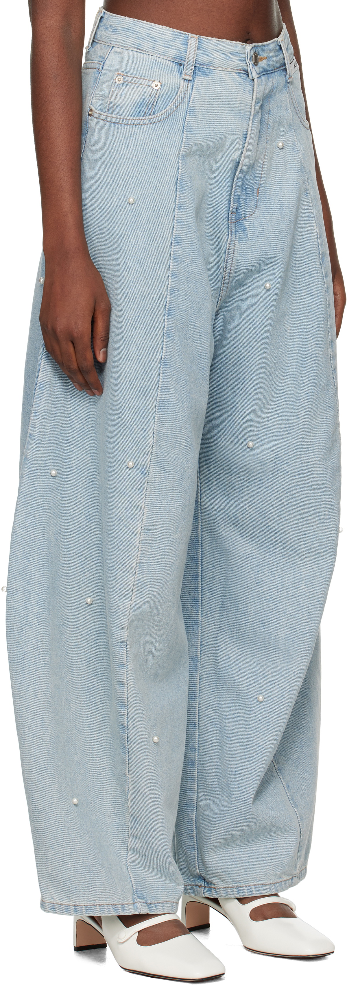 KIMHĒKIM Blue Pearl Embellished Balloon Fit Jeans