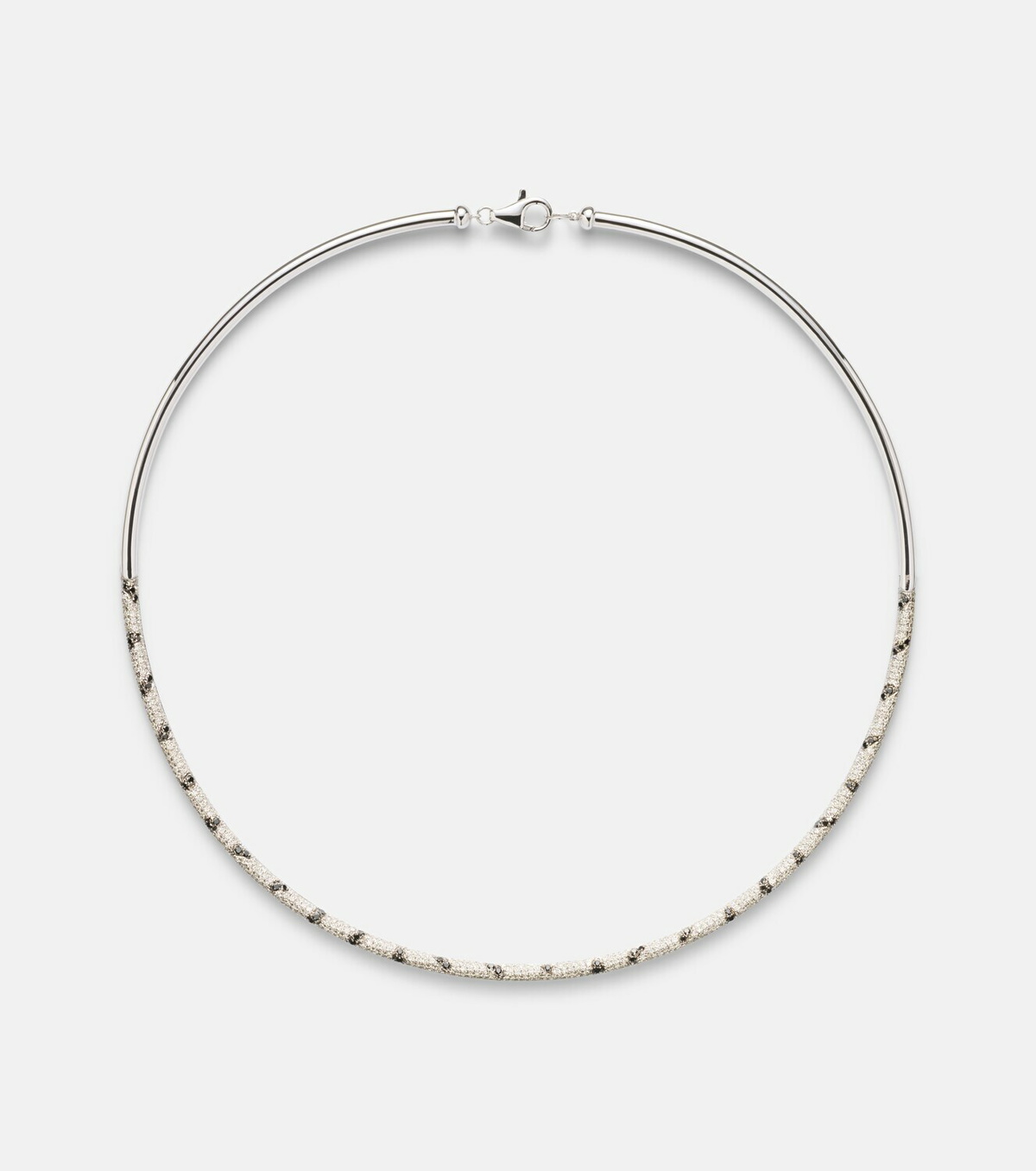 Yvonne Léon Torque Zèbre 9kt white gold necklace with diamonds