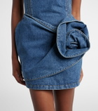 Magda Butrym Off-shoulder floral-appliqué denim minidress