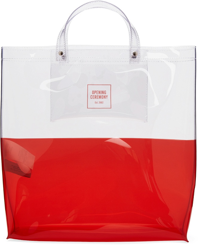 Photo: Opening Ceremony Transparent & Red Large Colorblock Shopping Tote