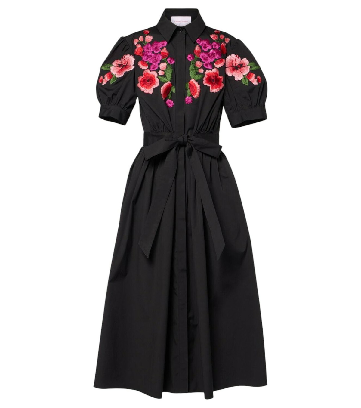 Carolina Herrera Floral embroidered cotton-blend shirt dress Carolina