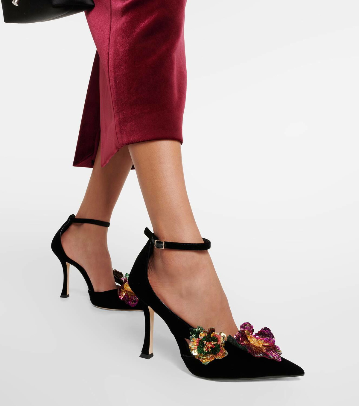 Jimmy Choo Azara 100 floral-appliqué velvet pumps Jimmy Choo
