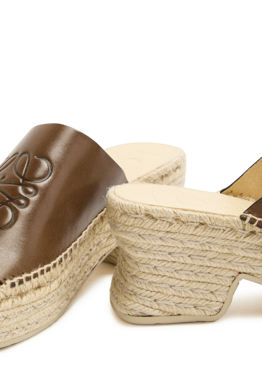 Loewe Petal 80 Espadrille Leather Slides Brown