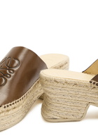 Loewe Petal 80 Espadrille Leather Slides Brown