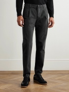 Incotex - Incotex Blue Division Straight-Leg Pleated Cotton and Cashmere-Blend Twill Trousers - Black