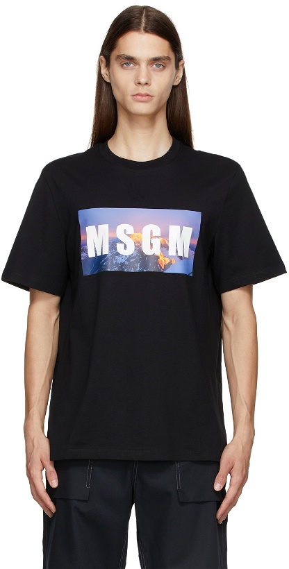 Photo: MSGM Black Vertigine Logo T-Shirt