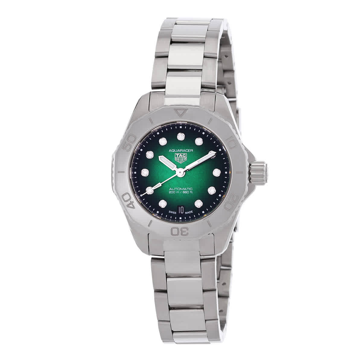 Tag Heuer Aquaracer Automatic Diamond Green Dial Ladies Watch WBP2415.BA0622