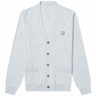 Maison Kitsuné Men's Bold Fox Head Patch Cardigan in Light Blue Melange