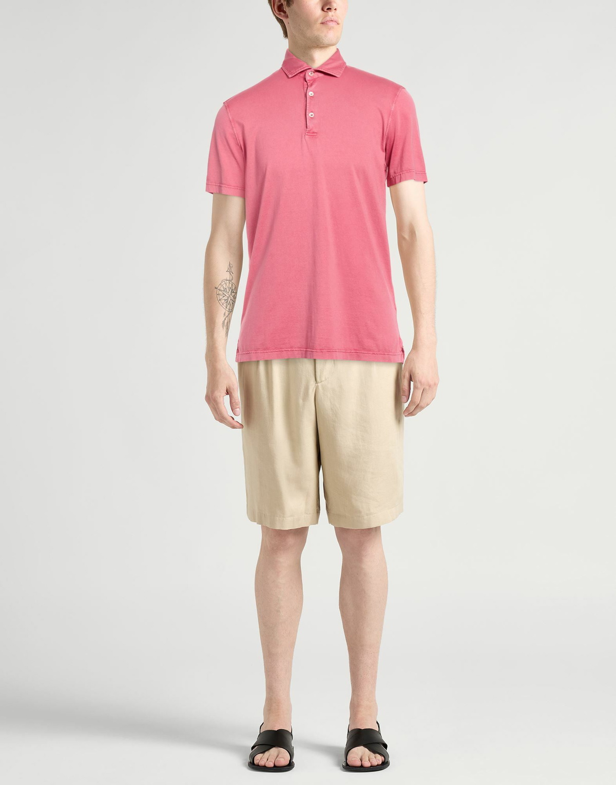 Fedeli Mens Polo shirt in Salmon pink