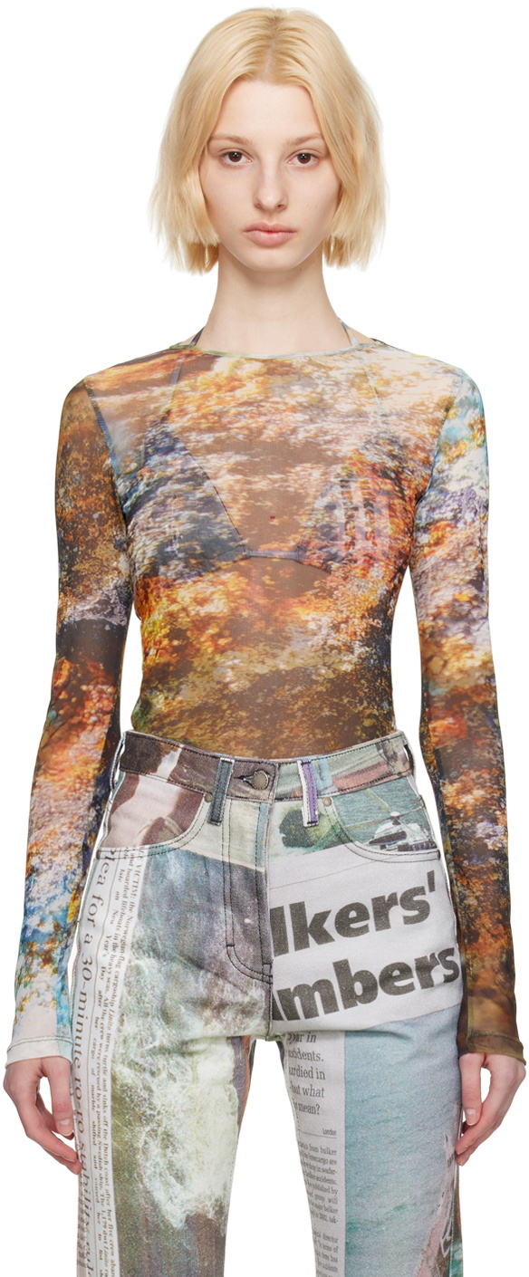 Serapis Multicolor Semi-Sheer Long Sleeve T-Shirt Serapis Serapis Multicolor Semi-Sheer Long Sleeve T-Shirt Serapis