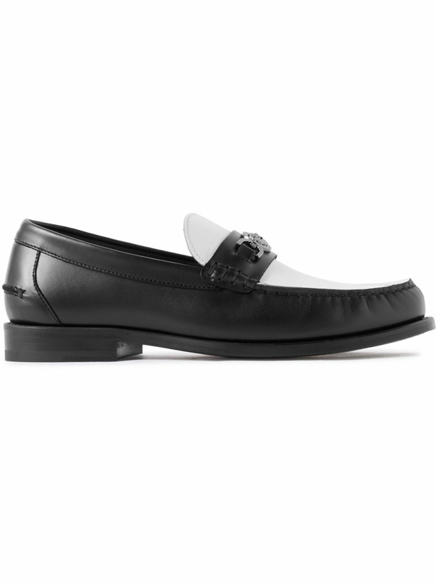 Photo: Versace - Horsebit-Embellished Two-Tone Leather Loafers - Black