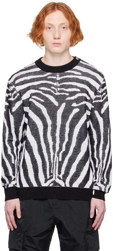 Photo: Balmain Black & Gray Zebra Sweater