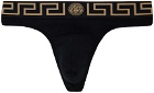 Versace Underwear Black Greca Border Thong