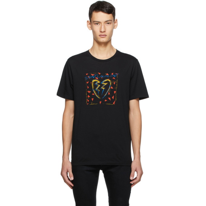 Photo: Saint Laurent Black Jacquard Broken Heart T-Shirt