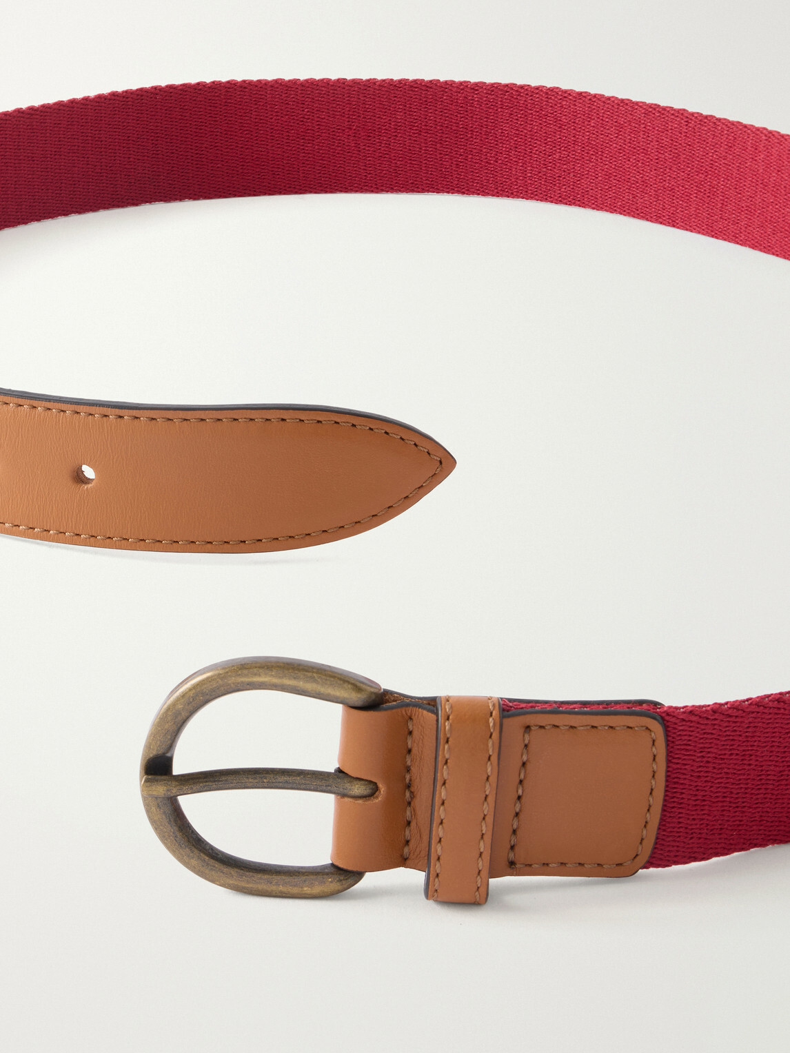 Anderson & Sheppard - 3.5cm Leather-Trimmed Woven Belt - Red