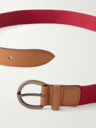 Anderson & Sheppard - 3.5cm Leather-Trimmed Woven Belt - Red