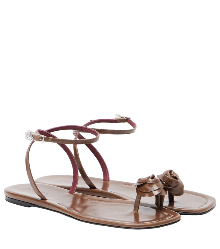 Photo: Magda Butrym Floral-appliqué leather sandals