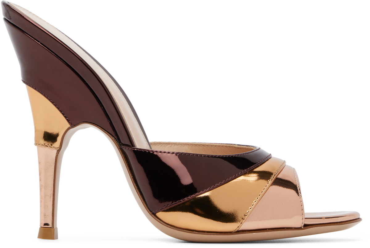Gianvito Rossi Burgundy & Pink Marea Heeled Sandals