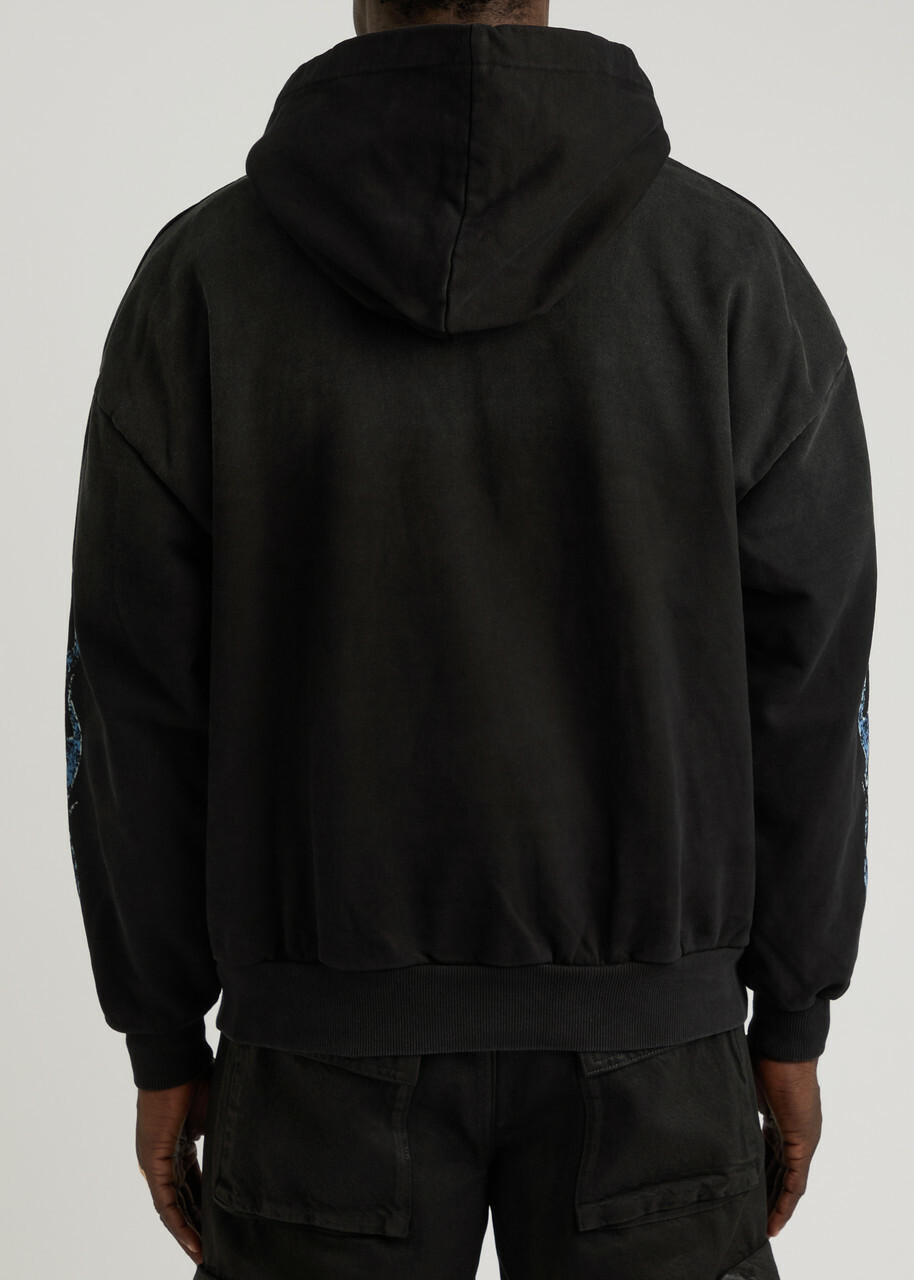 God Made Power Printed Hooded Cotton Sweatshirt Black