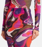Pucci Orchidee mesh pencil skirt
